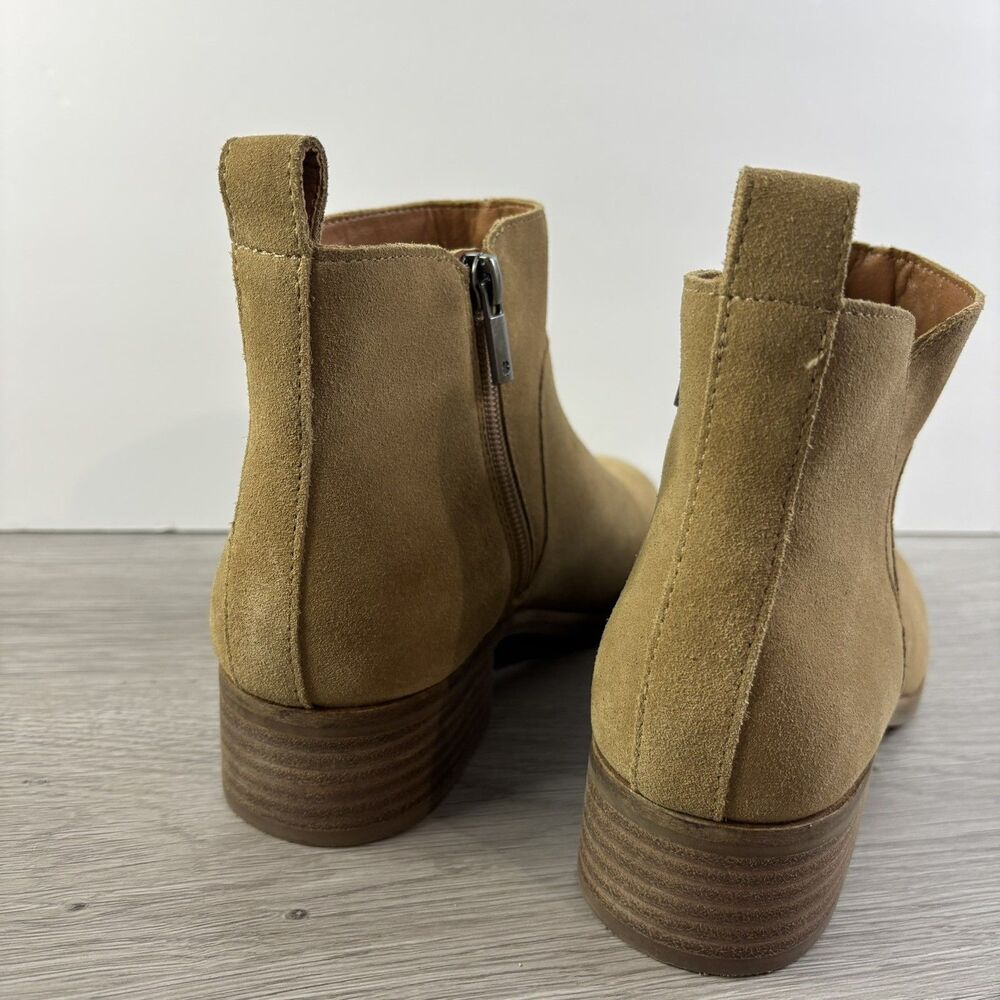 Lucky Brand Prenma Suede Heeled Ankle Booties Beich Women's Sz 8.5/39 LKNW - Picture 3 of 14